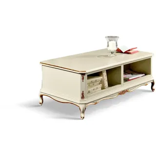Rustikaler Couchtisch Wohnzimmer Echtholz Sofa Couchen Tische Tisch Möbel Italy - Weiß