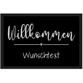 Print Royal Personalisierte Fußmatte eine Zeile Wunschtext - Willkommen Herz - Geschenke zum Einzug | rutschfest, 90x60cm mit Gummirand