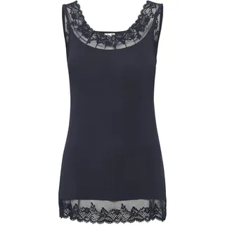 Cream Jerseytop Florence Damen Tanktop mit Spitze Florence Jerseytop Tank Tops Spitzen Trim Camisoles Royal Navy Blue S