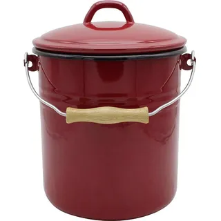 Krüger Emaille Mülleimer 5 l Rot