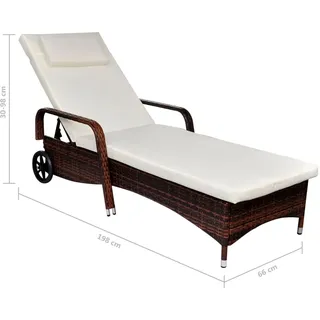 vidaXL Sonnenliege 198 x 66 x 98 cm Braun/Cremeweiß