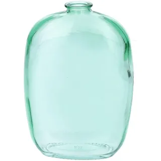 INNA-Glas Glas Meplatflasche PAISANTO, türkis-klar, 10x4,5x14,5 cm | Kleine Design Vase/Deko Flasche