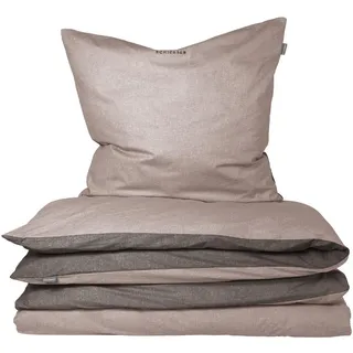SCHIESSER Doubleface Unifarben Taupe-Dunkelgrau 155 x 220 cm + 80 x 80 cm