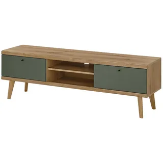 furn.design Juna TV-Lowboard 160 x 50 cm Salbeigrün/Eiche Holz