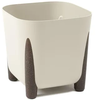 LAMELA Pflanzgefäß mit Wasserablauf Breite 21 cm, 6L – Moderner Blumentopf mit stilvollen Füßen – Pflanztopf aus Kunststoff für Innen & Draußen, Beige