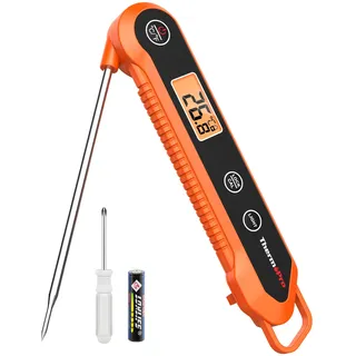 ThermoPro TP03H IPX6 Wasserdicht Fleischthermometer 0.5°C Präzise Grillthermometer 3s Schnelle Reaktion Faltbares Küchenthermometer für BBQ, Braten, Grill und Getränken