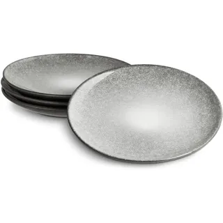 SPRINGLANE Frühstücksteller 4er-Set - Geschirr Misty Cliff, Grau, Steingut Tafelservice Neu SPRINGLANE Frühstücksteller 4er-Set - Geschirr Misty Cliff, Grau, Steingut Tafelservice