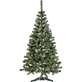 Aga Weihnachtsbaum 220 cm mit Tannenzapfen und leicht mit Kunstschnee bedeckt, Künstlicher Weihnachtsbaum, Tannenbaum mit ständer, Christbaum, Kunstbaum Weihnachten - Transparent