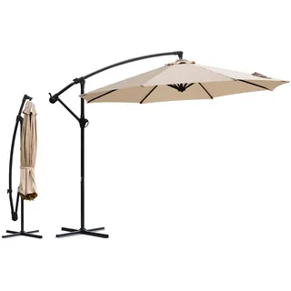 Sekey Ampelschirm Aluminium 300 cm Sonnenschirm mit Kurbel Gartenschirm Kurbelschirm mit Kurbelvorrichtung UV50+ Sonnenschutz Robust und Stabil für den Garten Taupe