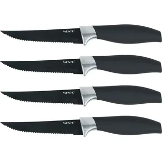 WENKO Edelstahl Steakmesser Otis im vierer Set Schwarz 21,5 x 2,6 x 2 cm