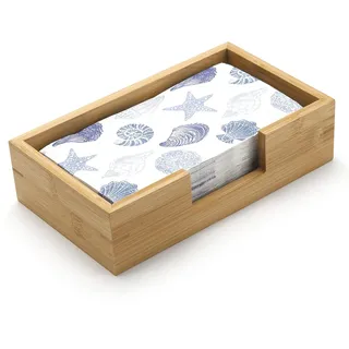 Bambus-Serviettenhalter Rechteckig, Holz-Serviettentablett, Holz-Gästehandtuchhalter für Küche, Badezimmer, Wohnzimmer (24 x 14 x 6.5 cm)