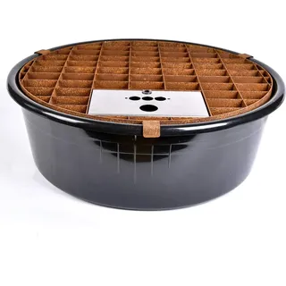 Köhko Abdeckgitter-Set aus Cortenstahl mit PE-Becken Ø 55 cm (45 Liter) für Wasserspiel Springbrunnen