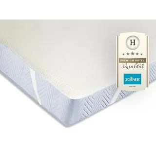 ZOLLNER Matratzenschoner - Topper mit praktischen Eckgummis - für Allergiker geeignet – Baumwolle - waschbar bis 95°C - 100x200 cm - Hotelqualität