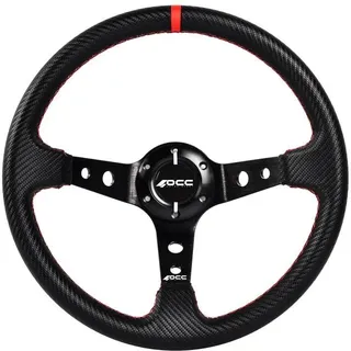 occ motor sport OCC MOTORSPORT OFFSET LENKRAD AUTO TRACK MODELL VINYL CARBON LOOK SCHWARZE ARME - 90 MM VOLLSCHÜSSELRAD - 350 MM (14 ZOLL)