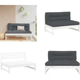 vidaXL Mittelsofa Weiß 120x80 cm Massivholz Kiefer - Mittelsofa - Mittelsofas - Gartensofa - Outdoor Sofa - Weiß