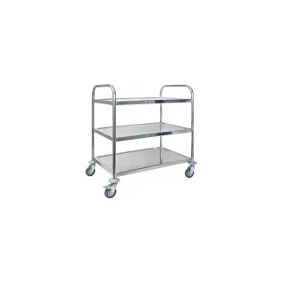 SCHNEIDER Servierwagen, Edelstahl, Mobiler Transportwagen für die Gastronomie, Maße (B x L x H): 54 x 92 x 86 cm - 3 Auflagen