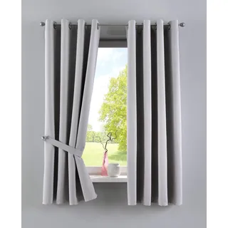 Gardinenbox Vorhänge Blickdicht »Newyork« Grau HxB 160x140 cm 2er-Pack Thermo-Gardinen Verdunkelungsvorhang Blackout Ösen schalldämmend ÖKOTEX UV-Schutz Raffhalter, 201920600-2