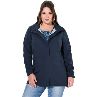 Ulla Popken Damen große Größen Übergrößen Plus Size HYPRAR Softshell-Longjacke, wasserdicht, A-Linie, Kapuze
