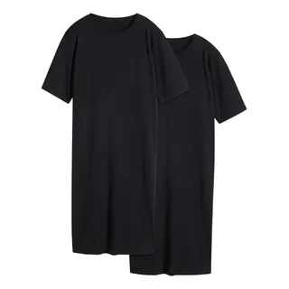 bonprix Shirtkleid »Oversize-T-Shirtkleid aus reiner Baumwolle (2er Pack)« Packung, 2, 2 Stk. tlg. im 2er Pack mit Rundhalsausschnitt und Kurzarm, schwarz
