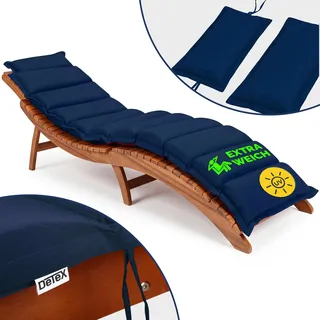 DETEX® Liegenauflage Blau Wasserabweisend inkl. Kopfkissen 55% Baumwolle 30° Maschinenwaschbar Auflage Sonnenliege Garten Balkon Liege Kissen Polster Schwungliege - Blau