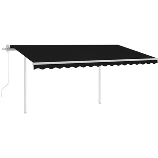 vidaXL Markise Automatisch Einziehbar mit Pfosten 4x3 m Anthrazit - Grau