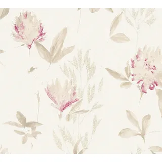 A.S. Création Designdschungel by Laura N. Vliestapete mit Glitter und Blumenmuster 10,05 m x 0,53 m beige metallic lila Made in Germany 344983 34498-3