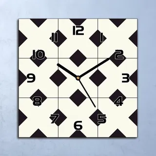 Wanduhr Echt-Glas-Küchenuhr Geometrische Würfel Quarz 30x30 Deko Bilder