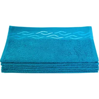 Dyckhoff Seiftuch "Wave" mit Jacquard-Bordüre, petrol