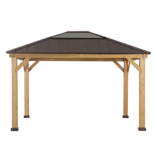 Xxxl Pavillon , Holz , Zeder , 393.5x335.5x286.5 cm , wetterfest , Sonnenschutz, Pavillons