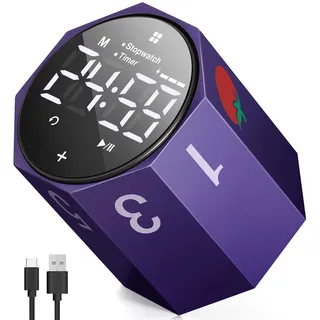 DoubleCare Pomodoro Timer,25/5 Pomodoro,1/3/5/10/25/30/60 Min, Custom Countdown,Lautlos/Vibration/Ton,Pause & Weiter, Digital Eieruhr Digital Stoppuhr Kinder