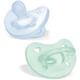 Chicco PhysioForma Silikon-Schnuller 2-6 Monate, 2 Stück, Schnuller-Set 2-6 Monate, unterstützt die physiologische Atmung und fördert die richtige Entwicklung des Mundes, hellblau