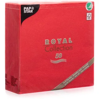 Papstar Servietten / Tissueservietten rot "Royal Collection" 40 x 40 cm, 1/4-Falz, Stoffoptik, nachhaltig, für Gastronomie, Haushalt und Feste, FSC-zertifiziert, #11607, 1 X 50er Pack