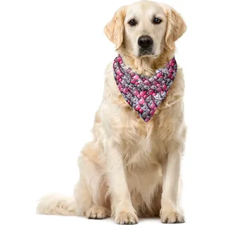 ABAKUHAUS Katze Haustier Bandana, Kawaii Doodle Humor, 55x55 cm, Rosa Tan Flieder - Rosa