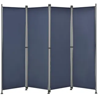 pro.tec Garten-Paravent 215 x 170 cm Dunkelblau Stahl