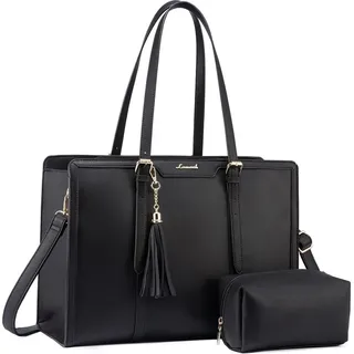 luxuskollektion LOVEVOOK Laptoptasche 17 Zoll Damen Handtasche Leder Umhängetasche Büro Tote Bag