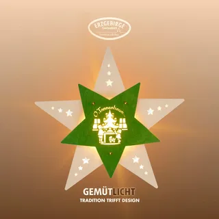 Weigla Dekostern »LED Oh Tannenbaum, Fensterbild, WEIẞ-GRÜN, Made in Germany« Erzgebirge garantiert, Weihnachtsdeko Innen, Weihnachtsbeleuchtung, beige