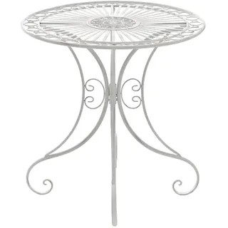 CLP Gartentisch rund Ø70 cm Metall antik weiß , 70x73x70 cm , Gartenmöbel, Gartentische