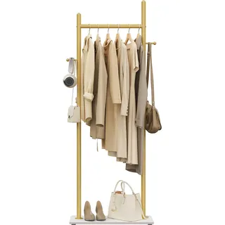 OUTBROS kleiderständer mit 2 Haken, Garderobenständer 50 cm breit, Goldene