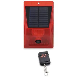 ThreeH Solar Outdoor Bewegungsmelder Alarm IP65 Wasserdicht 129dB Laute Sirene Lampe 4 Arbeitsmodi Stroboskoplicht mit Fernbedienung