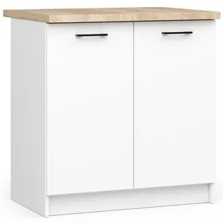Akord Küchenschrank Weiß 46x80x85cm , Holzwerkstoff , Nachbildung , 2 Fächer , Rechteckig , 80x85x46 cm , Küchen, Küchenmöbel, Küchenschränke, Küchenunterschränke