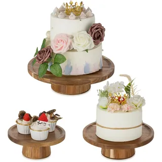 NUPTIO Tortenständer Cupcake Ständer Hochzeit: 3er Set Hochzeitstortenständer Tortendeko Rund Deko Hochzeitstorte für Torten Lebensmittel Holz Party Geschenk Multifunktionale