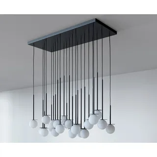 Einzigartige LED-Hängeleuchte Cotton Panel mit Opalglaskugel - Schwarz