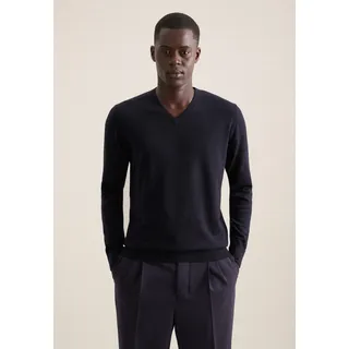Pullunder SEIDENSTICKER "Schwarze Rose", Herren, Gr. S, dunkelblau, 100% Wolle, unifarben, regular fit, V-Ausschnitt, Pullover Pullunder, 1/1 V-Neck Uni