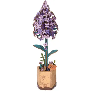Rolife 3D Puzzle Blumen Blumenstrauß hölzerne Blüte Handwerk Modell Kits für Erwachsene Ewige Blumen romantisches Geschenk für ihren Geburtstag/Valentinstag/Muttertag (Flieder)