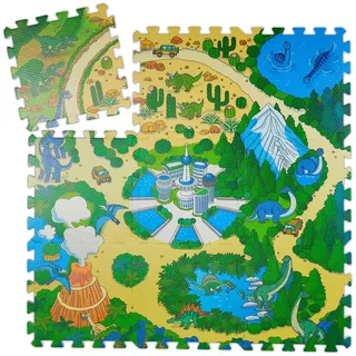 Relaxdays Dino Spielmatte , Multicolor , Kunststoff , 31x31 cm , Teppiche und Böden, Teppiche, Kinderteppiche