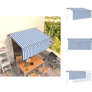 vidaXL Markise Automatisch Einziehbar mit Volant 3x2,5 m Blau und Weiß -  Markisen - Blau