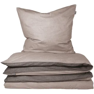 Wendebettwäsche SCHIESSER "Doubleface aus weicher Baumwolle mit edlem Melangeeffekt", grau (taupe, dunkelgrau), B/L: 135cm x 200cm, 1 Stk., 1 Stk., Renforcé, B/L: 80cm x 80cm, 2 Stk., Renforcé, Obermaterial: 100% Baumwolle, Bettwäsche, Wendebettwäsche, ab Größe 135x200 cm erhältlich, Made in Green