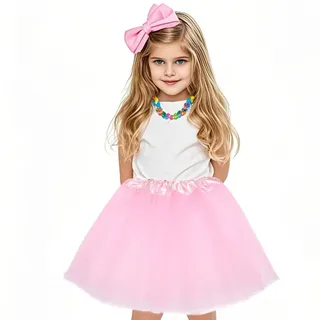 OQKAHIV 1pcs Tütü Minirock, Tüllrock Mädchen, Ballettrock Prinzessin Tüllrock, Tüllrock Kinder Mädchen Röcke Tutu, Prinzessin Tüllrock, 3 Schichten Tüll Paillette Ballett Tanz Rock (Extra helles Rosa)