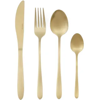 Salter BW11396EU7 Gold Besteck Set – Chiltern 16-teiliges Besteckset aus Edelstahl für 4 Personen, Gabelsilber, Messer Gabeln Löffel, gebürstetes Geschirr, Haus, Restaurant, Party, Aluminium