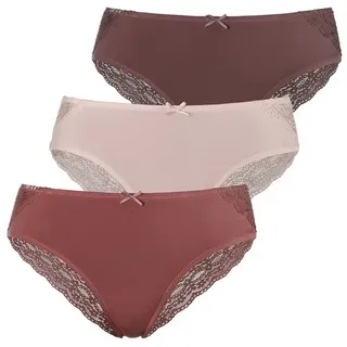 VIVANCE Brasilslip 3er-Pack, aus elastischer Baumwolle mit floraler Spitze, bunt